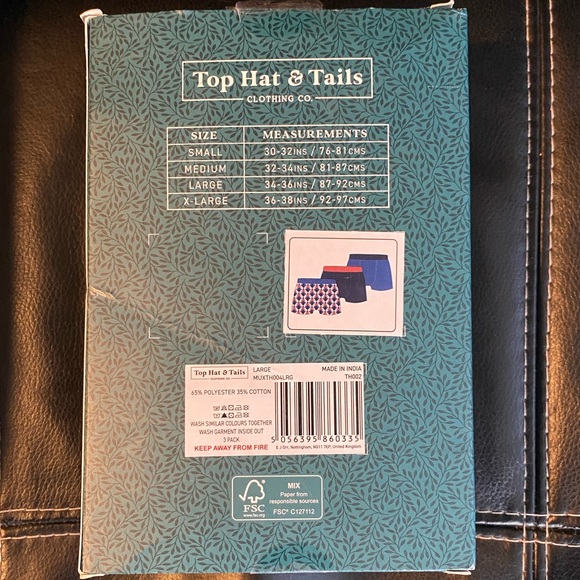 Brand new men’s 3 pack Top Hat and Trails large boxer briefs - Picture 2 of 3